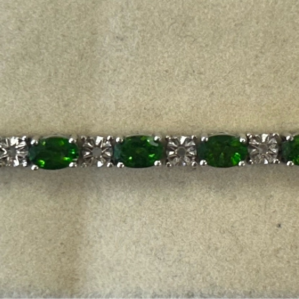 Sterling Silver Oval Chrome Diopside Tennis Bracelet 7”
